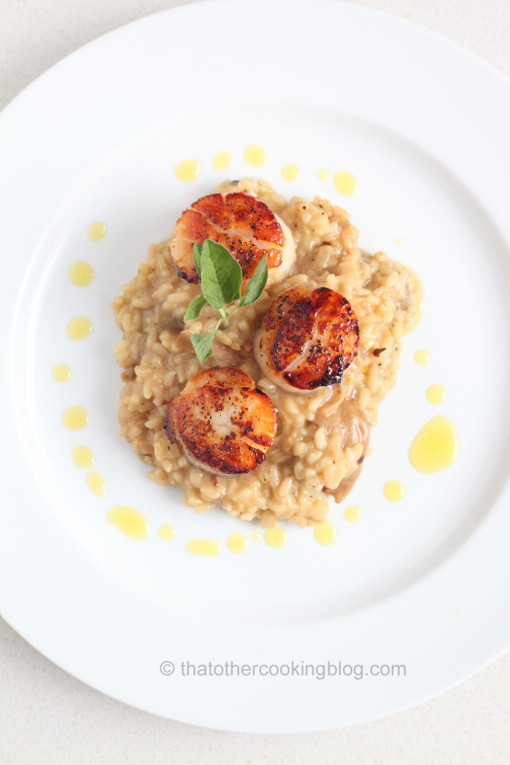 Porcini Risotto and Scallops Oregano thatOtherCookingBlog