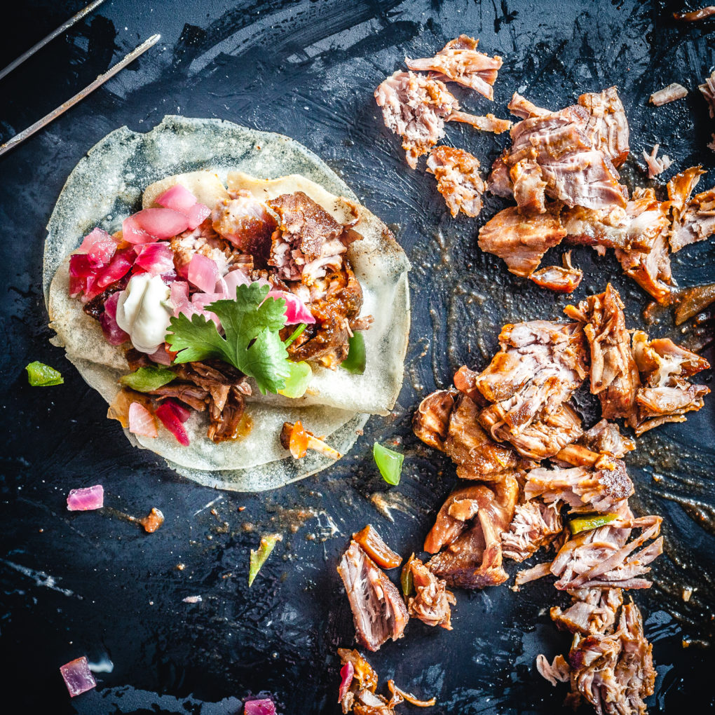 Lamb Shoulder Asada Tacos. Sous Vide 56C 72h. Hoisin Sauce and Chipotle